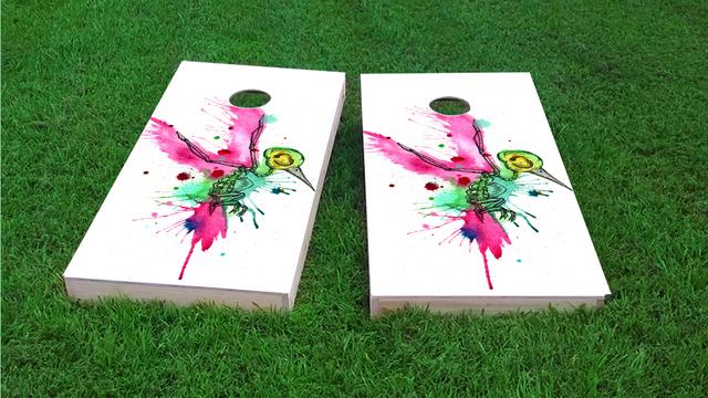 Bird Art Themed Custom Cornhole Board Design