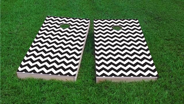 Chevron Pattern Themed Custom Cornhole Board Design