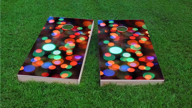 Lights Themed Custom Cornhole Board Design