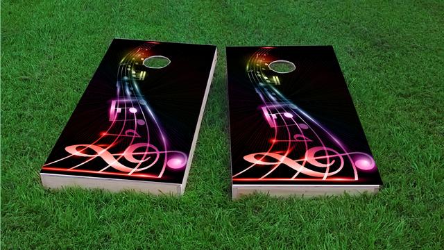 Music Notes Themed Custom Cornhole Board Design