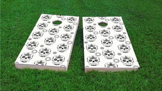 Sugar Skull Themed Custom Cornhole Board Design