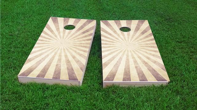 Sunburst Themed Custom Cornhole Board Design