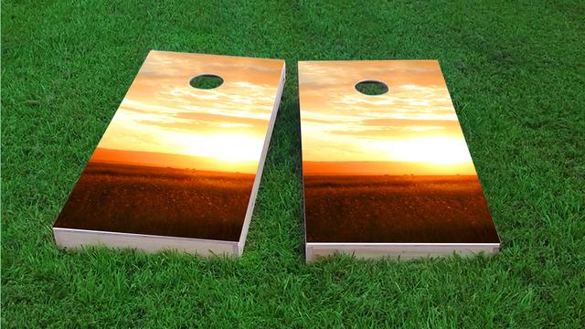 Sunset Themed Custom Cornhole Board Design