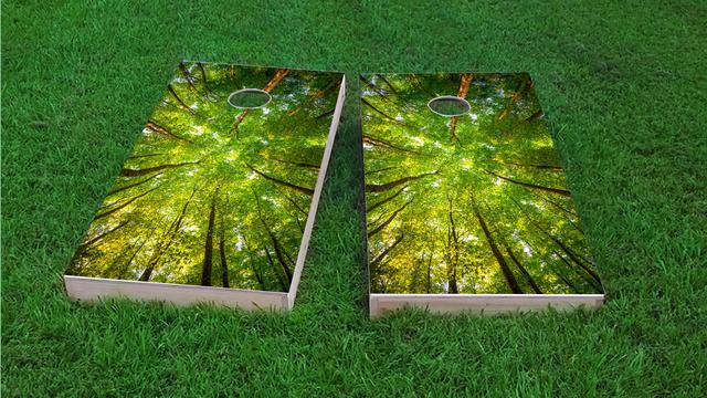 Trees Themed Custom Cornhole Board Design