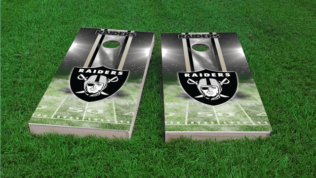 NFL Las Vegas Raiders Themed Custom Cornhole Board Design
