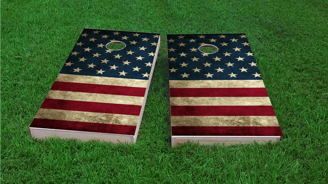 American Flag Themed Custom Cornhole Board Design