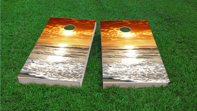 Beach Sunset 2 Themed Custom Cornhole Board Design