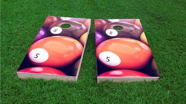 Billiards Themed Custom Cornhole Board Design