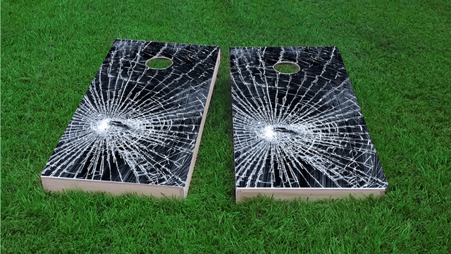 Broken Glass Themed Custom Cornhole Board Design