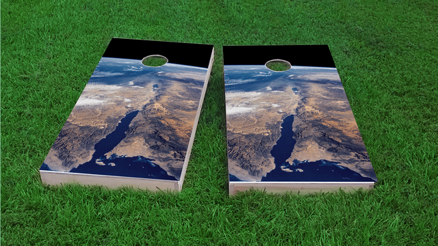 Earth from Space Themed Custom Cornhole Board Design