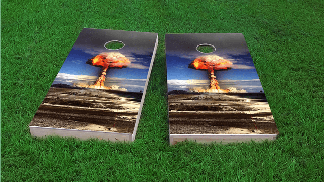 Explosion Themed Custom Cornhole Board Design