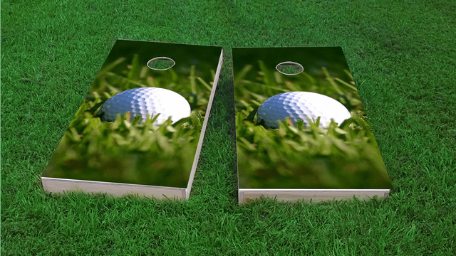 Golf Ball Themed Custom Cornhole Board Design