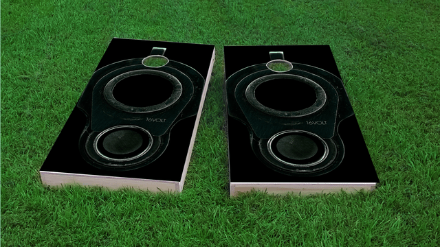 Gun Barrel Themed Custom Cornhole Board Design