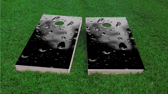 Rain Drops Themed Custom Cornhole Board Design