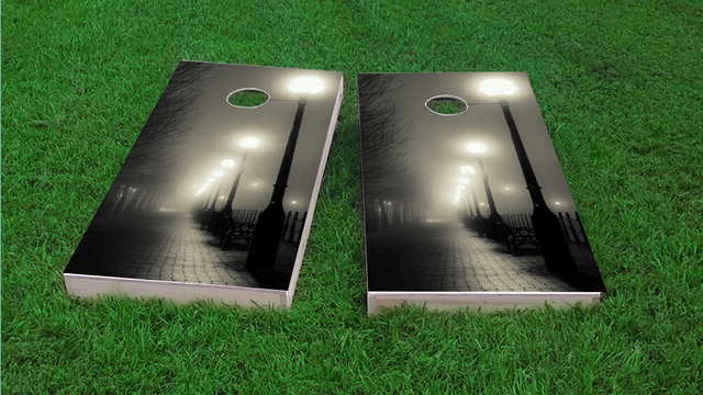 Romantic Walkway Themed Custom Cornhole Board Design