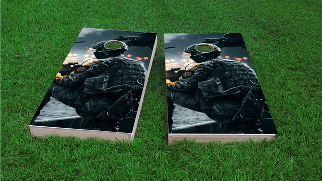 Soldier Themed Custom Cornhole Board Design