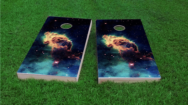 Space Dust Themed Custom Cornhole Board Design