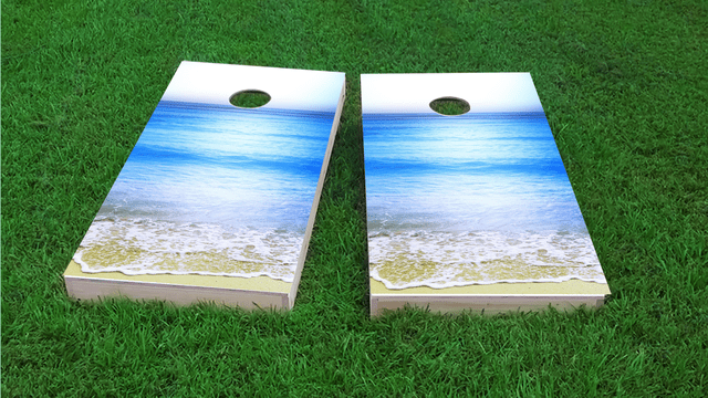 Beach Clear Water Themed Custom Cornhole Board Design