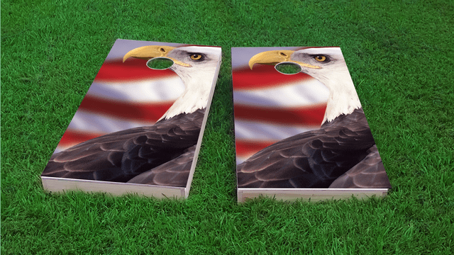 Patriotic Bald Eagle Themed Custom Cornhole Board Design