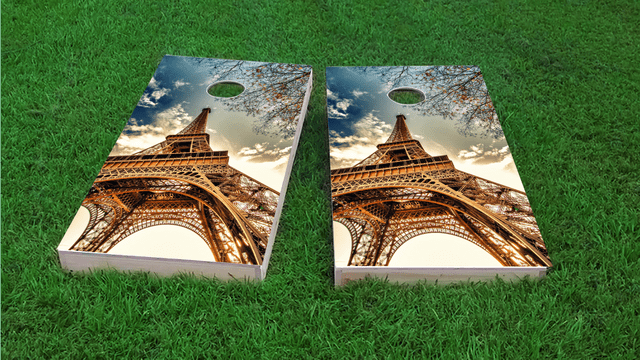 Effil Tower in Paris Themed Custom Cornhole Board Design