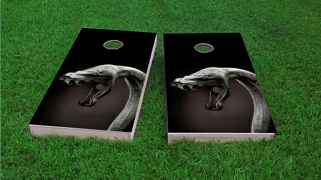 Snake in the Grass Themed Custom Cornhole Board Design