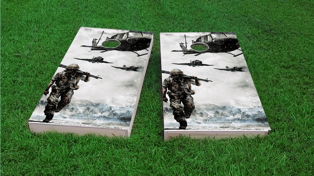 Marching Troops Themed Custom Cornhole Board Design