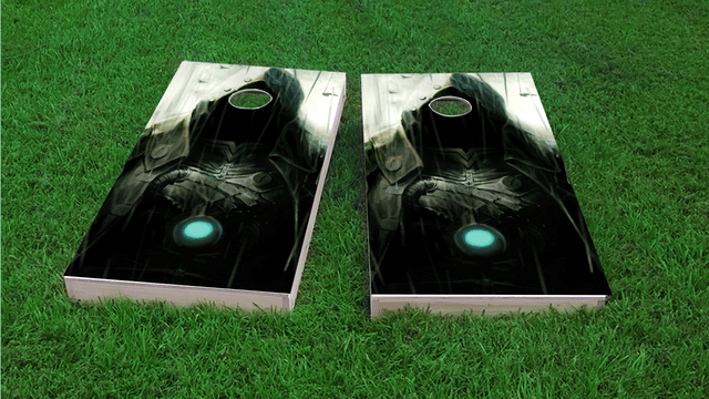 Hooded Villian Themed Custom Cornhole Board Design