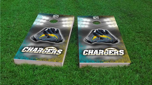 NFL Gloves (San Diego Chargers) Themed Custom Cornhole Board Design