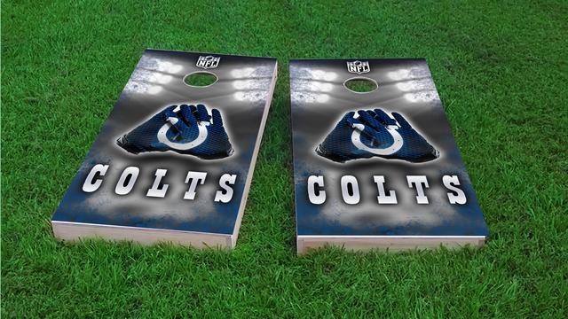NFL Gloves (Indianapolis Colts) Themed Custom Cornhole Board Design