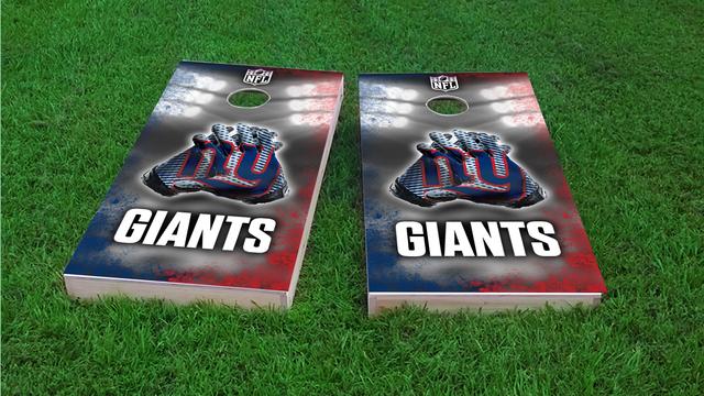 NFL Gloves (New York Giants) Themed Custom Cornhole Board Design