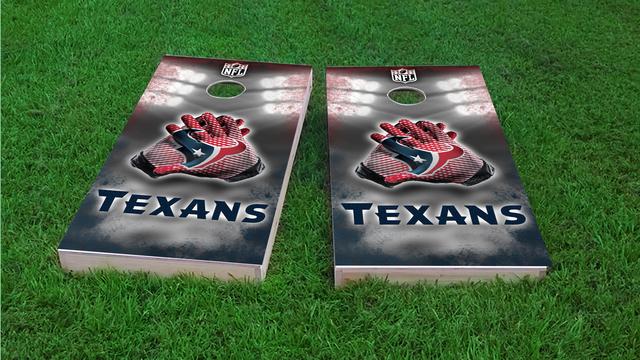 NFL Gloves (Houston Texans) Themed Custom Cornhole Board Design