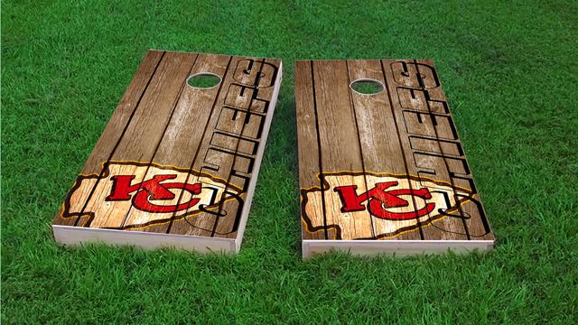 NFL Wood Slat (Kansas City Chiefs) Themed Custom Cornhole Board Design