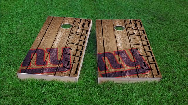 NFL Wood Slat (New York Giants) Themed Custom Cornhole Board Design