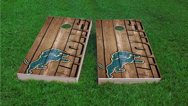 NFL Wood Slat (Detroit Lions) Themed Custom Cornhole Board Design