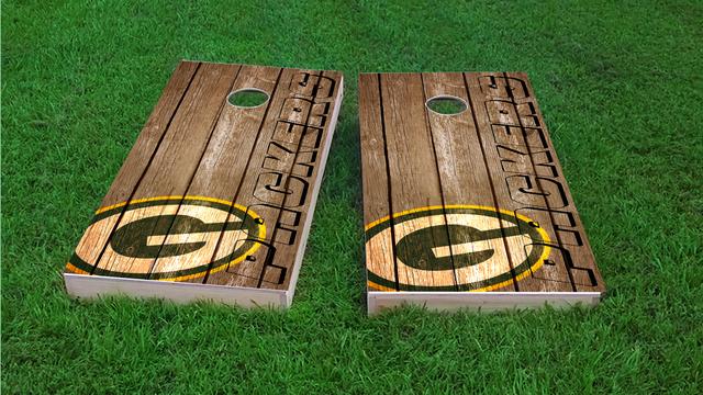 NFL Wood Slat (Green Bay Packers) Themed Custom Cornhole Board Design