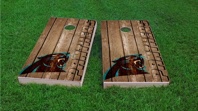 NFL Wood Slat (Carolina Panthers) Themed Custom Cornhole Board Design