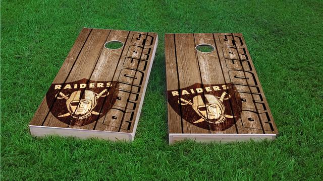 NFL Wood Slat (Las Vegas Raiders) Themed Custom Cornhole Board Design