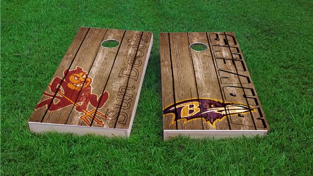 NFL Wood Slat (Baltimore Ravens) Themed Custom Cornhole Board Design