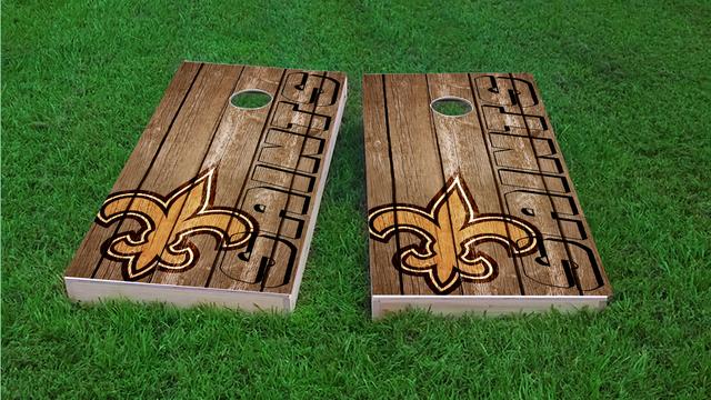 NFL Wood Slat (New Orleans Saints) Themed Custom Cornhole Board Design