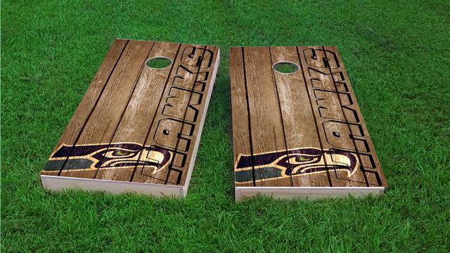 NFL Wood Slat (Seattle Seahawks) Themed Custom Cornhole Board Design