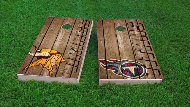 NFL Wood Slat (Tennessee Titans) Themed Custom Cornhole Board Design