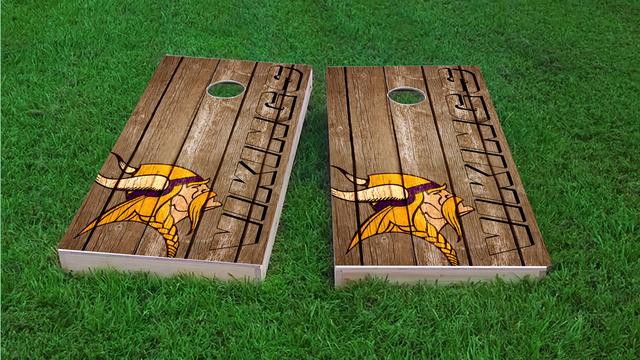 NFL Wood Slat (Minnesota Vikings) Themed Custom Cornhole Board Design
