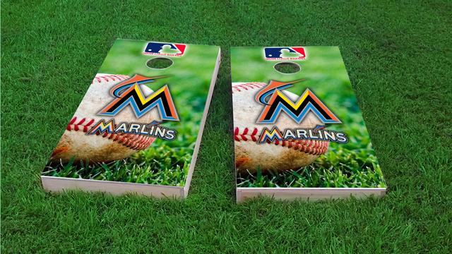 MLB (Miami Marlins) Themed Custom Cornhole Board Design