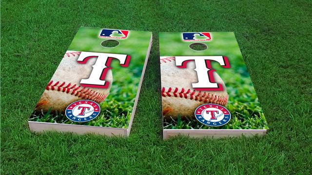 MLB (Texas Rangers) Themed Custom Cornhole Board Design
