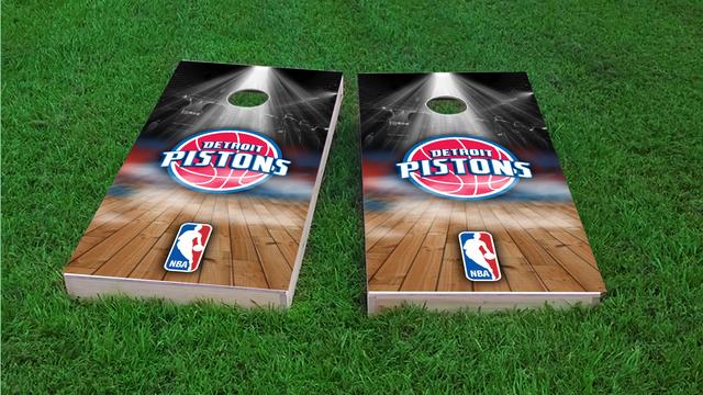 NBA Team (Detroit Pistons) Themed Custom Cornhole Board Design