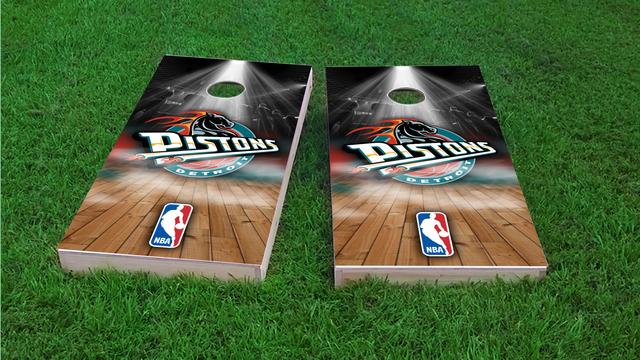 NBA Team (Detroit Pistons 2) Themed Custom Cornhole Board Design