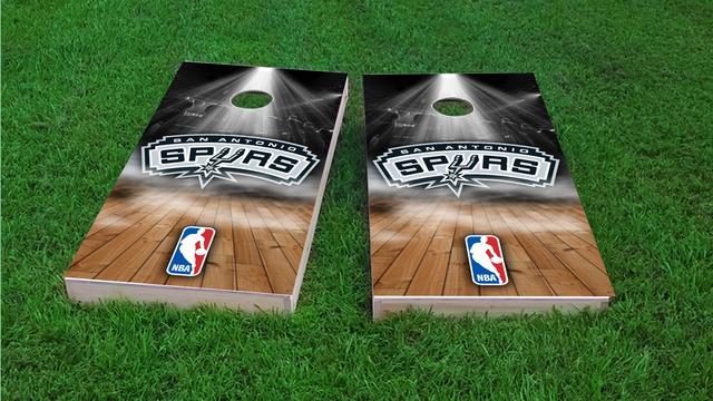 NBA Team (San Antonio Spurs) Themed Custom Cornhole Board Design
