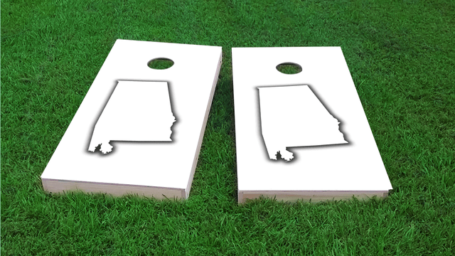 Alabama White Themed Custom Cornhole Board Design