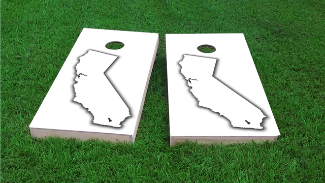 White California Themed Custom Cornhole Board Design