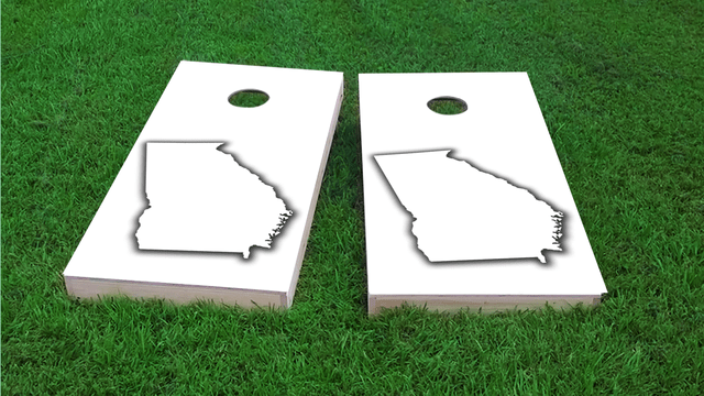 White Georgia Themed Custom Cornhole Board Design